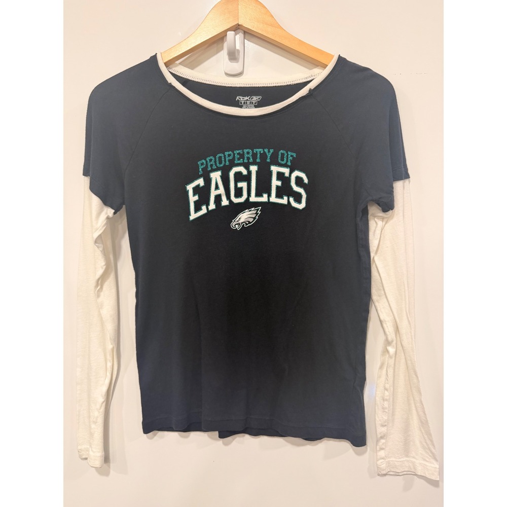 Reebok Philadelphia Eagles NFL Layered Long Sleeve Shirt black Womens Small